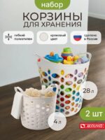 Набор корзин c ручками 2шт, 4л/28л, кремовые