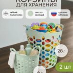 Набор корзин c ручками 2шт, 4л/28л, светло-зеленые
