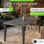 Стол пластиковый садовый обеденный прямоугольный графит