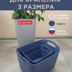Набор корзин для хранения синий размеры S,XS и L - 3 штуки